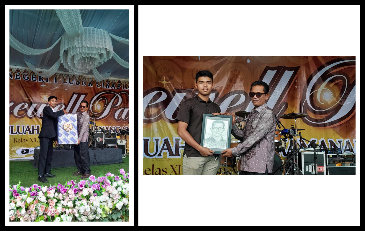Penuh Makna, Perwakilan Kelas XII Serahkan Kenang-Kenangan kepada Kepala SMAN 1 Lubuk Sikaping