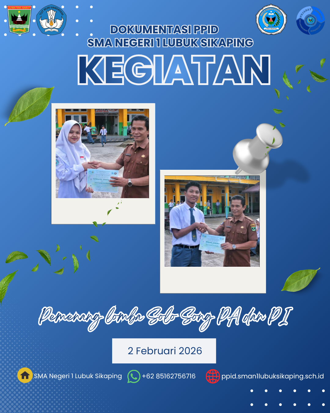 Apresiasi Prestasi Siswa dalam Rangka Pentas Seni Sekolah.