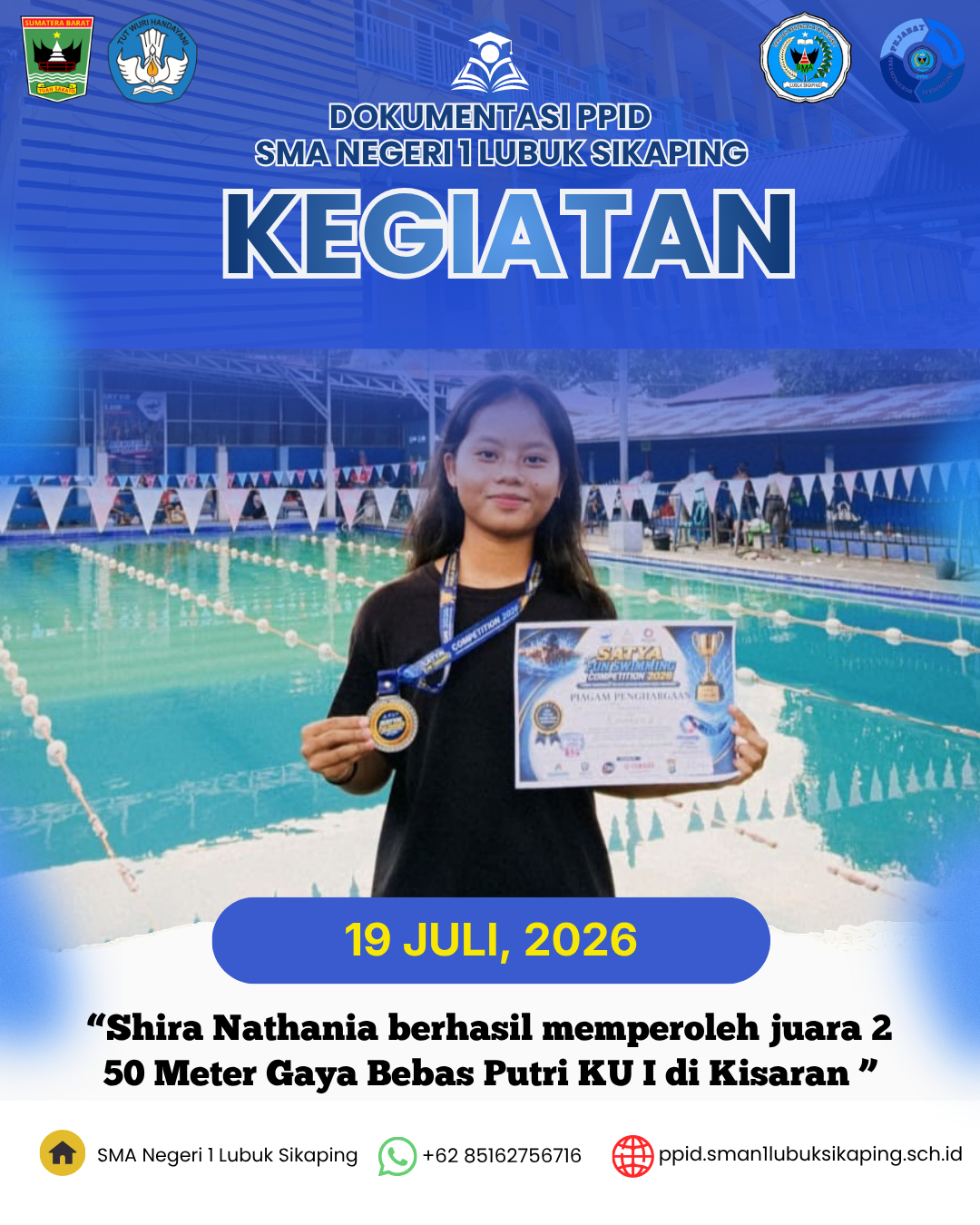 Shira Nathania Raih Juara 2 di Astara Swimming Championship 2026